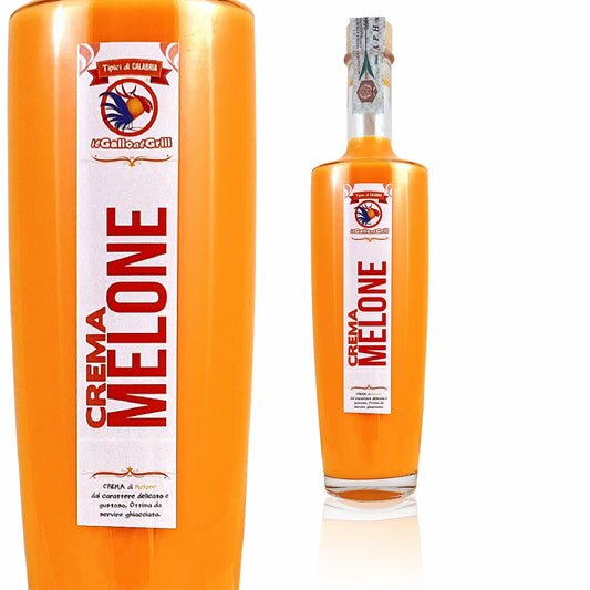 Crema di Melone, artigianale il Gallo al Grill in bottiglia da 50cl e da 20cl. Un infuso di melone dal sapore caratteristico e vellutato. Ottimo da servire a fine pasto o durante qualsiasi momento della giornata, fresco di frigorifero o congelatore.